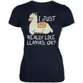 thumbnail image 1 of I Just Really Like Llamas Ok Cute Juniors Soft T Shirt Navy 2XL, 1 of 1