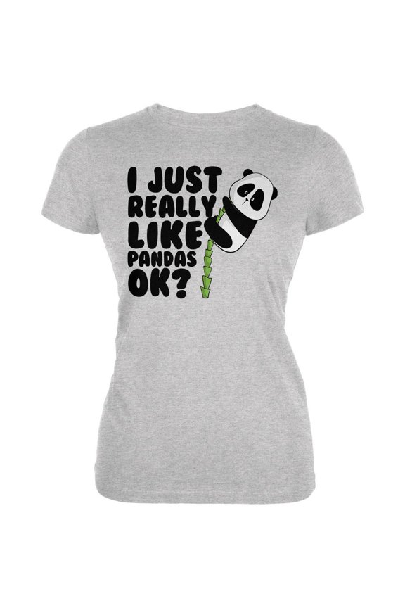 I Just Really Like Pandas Cute Juniors Soft T Shirt Heather 2XL