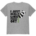 thumbnail image 1 of I Just Really Like Pandas Cute Youth T Shirt Heather Youth X-SM, 1 of 1