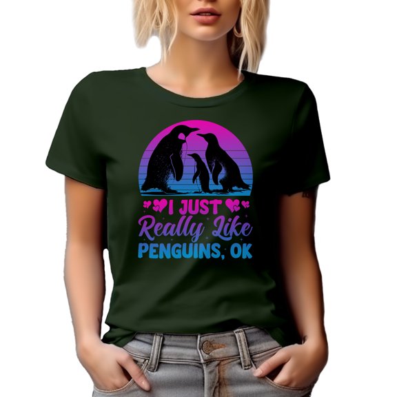 I Just Really Like Penguins, Ok - Penguin Lover, Military Green T-Shirt, 3XL