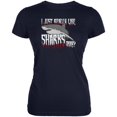 thumbnail image 1 of I Just Really Like Sharks Okay? Juniors Soft T Shirt Navy LG, 1 of 1