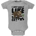 thumbnail image 1 of I Just Really Like Sloths Ok Cute Baby Soft Baby One Piece Heather 9-12 M, 1 of 1