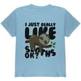 thumbnail image 1 of I Just Really Like Sloths Ok Cute Baby Youth T Shirt Light Blue YXL, 1 of 1
