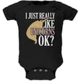 thumbnail image 1 of I Just Really Like Unicorns Ok Faux Glitter Soft Baby One Piece Black 9-12 M, 1 of 1