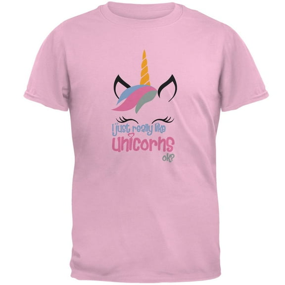 I Just Really Like Unicorns ok? Mens T Shirt Light Pink X-LG