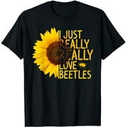I Just Really Love Beetles Gift Women Men Ladybug Sunflower T-Shirt