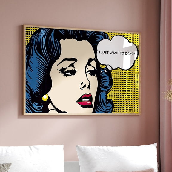I Just Want To Dance Pop Art Print, Aesthetic Room Decor, Lichtenstein Style Art, Dorm Decor For College Girls Wall Art, Modern Wall Decor, 24x36 UNFRAMED
