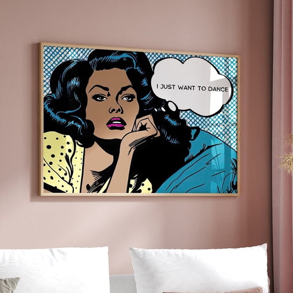 I Just Want To Dance Pop Art Print, Modern Wall Art, Lichtenstein Style Art, Maximalist Wall Art, Dorm Decor Wall Art, Modern Wall Decor, 24x36 UNFRAMED