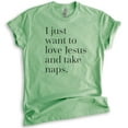 thumbnail image 1 of I Just Want To Love Jesus And Take Naps Shirt, Unisex Women's Men's Shirt, Christian Shirt, Jesus Saying, Heather Apple Green, Medium, 1 of 6