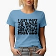 thumbnail image 1 of I Just Want to Bake and Watch Christmas Movies, Baking Themed, Groovy Retro Wavy Text Merch Gift, Baby Blue T-Shirt, XL, 1 of 5
