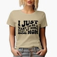 thumbnail image 1 of I Just Want to Be a Stay at Home Dog Mom Quote, Groovy Retro Wavy Text Merch Gift, Tan T-Shirt, Small, 1 of 5