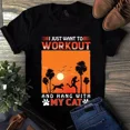 thumbnail image 1 of I Just Want to Work Out and Hang With My Cat Fitness Pet Unisex T-Shirt, up to size 5XL, 1 of 2
