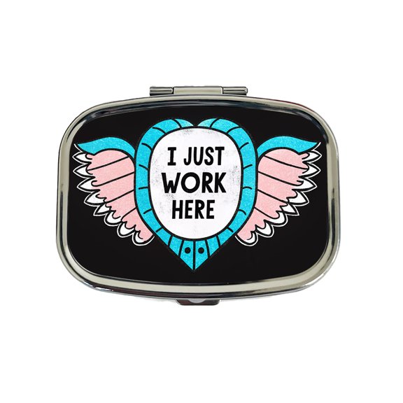 I Just Work Here Funny Small Travel Handbag Pill Box Case