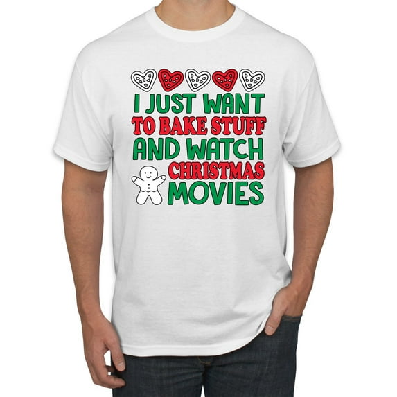 I Just want to Make Stuff and Watch Christmas Movies Ugly Christmas Sweater Men's Graphic T-Shirt, White, X-Large