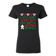 thumbnail image 1 of I Just want to Make Stuff and Watch Christmas Movies Ugly Christmas Sweater Womens Graphic T-Shirt, Black, 3XL, 1 of 3