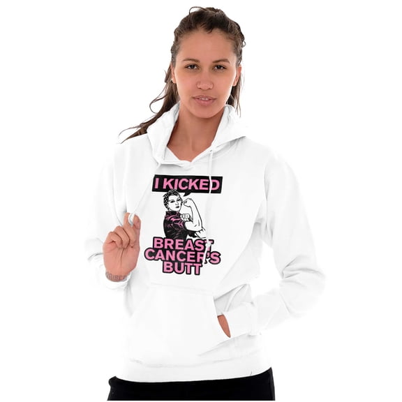 I Kicked Breast Cancers Butt BCA Hoodie Sweatshirt Women Brisco Brands S