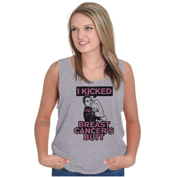 I Kicked Breast Cancers Butt BCA Tank Top Tee Shirt Women Brisco Brands S