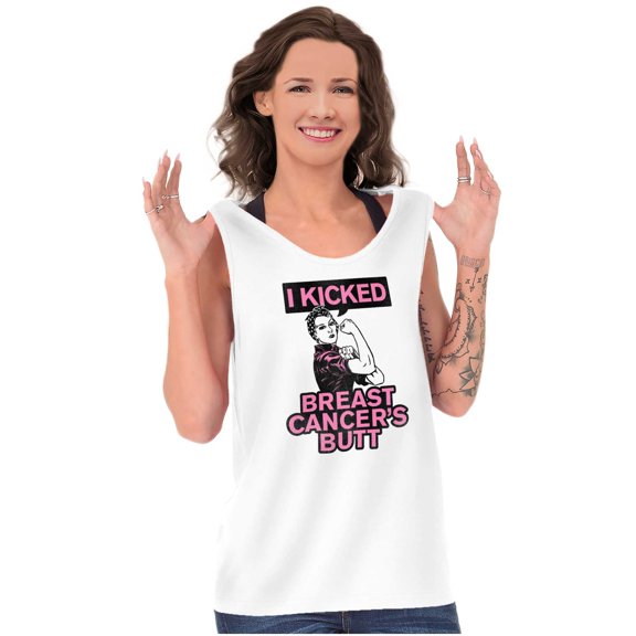 I Kicked Breast Cancers Butt BCA Womens Plus Size Graphic Tank Top Brisco Brands 2X