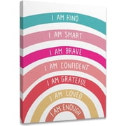 I Am Kind Smart Brave Framed Canvas Wall Art Decor 11 14 inch,Boho Colorful Rainbow Girl Nursery Quote Print Painting Artwork Home Wall Decoration For Home Nursery Playroom Girls Room Kids Room