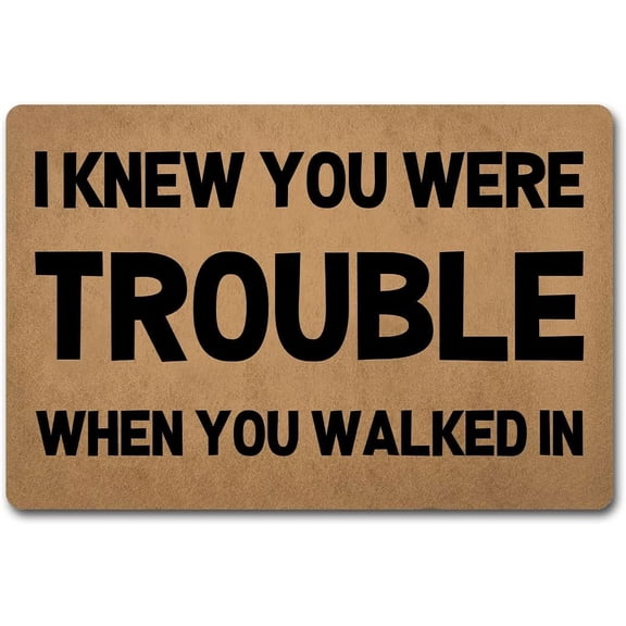I Knew You Were Trouble When You Walked In Mats for Front Door Entry Front Porch Doormat Non-Slip Carpet Rugs Floor Mat Decorative for Home Bathroom Kitchen Indoor 16x24 Inch