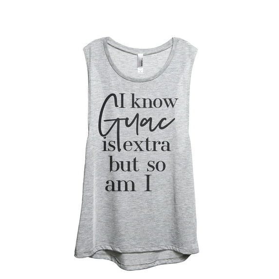 I Know Guac Is Extra But So Am I Women's Fashion Sleeveless Muscle Workout Yoga Tank Top Sport Grey Large