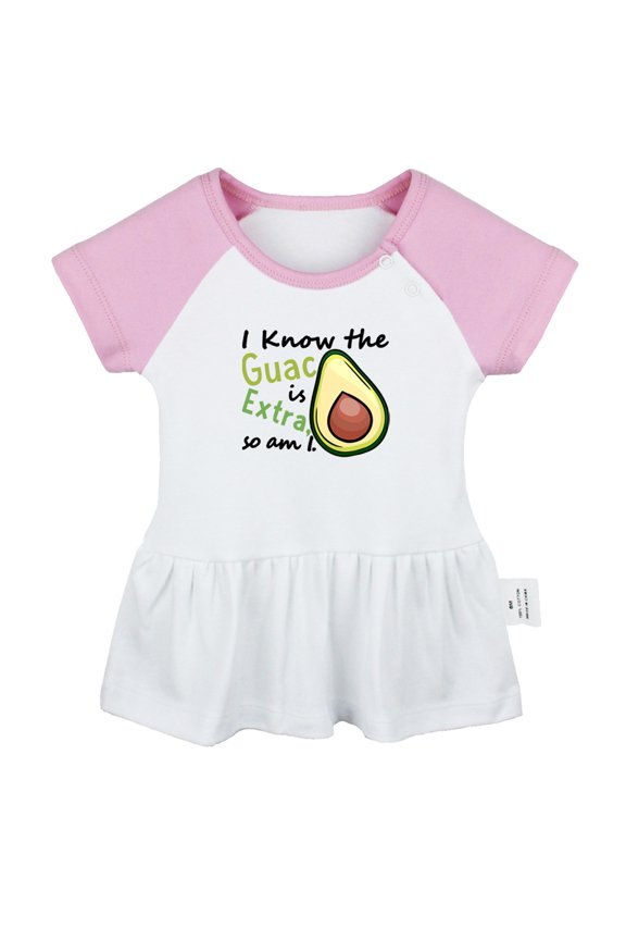 I Know the Guac Is Extra Funny Dresses For Baby, Newborn Babies Skirts, Infant Princess Dress, 0-24M Kids Graphic Clothes (Pink Raglan Dresses, 18-24 Months)