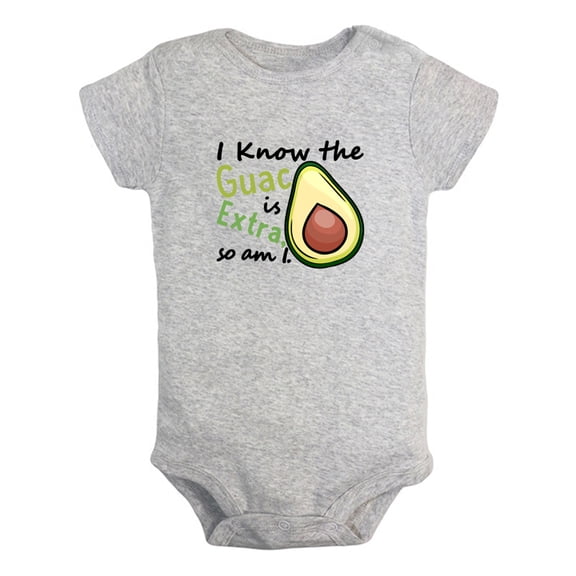 I Know the Guac Is Extra Funny Rompers For Babies, Newborn Baby Unisex Bodysuits, Infant Jumpsuits, Toddler 0-24 Months Kids One-Piece Oufits (Gray, 0-6 Months)