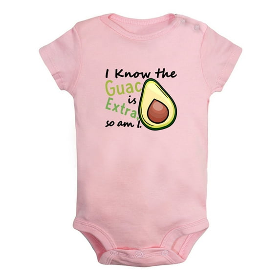 I Know the Guac Is Extra Funny Rompers For Babies, Newborn Baby Unisex Bodysuits, Infant Jumpsuits, Toddler 0-24 Months Kids One-Piece Oufits (Pink, 6-12 Months)