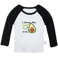 thumbnail image 1 of I Know the Guac Is Extra Funny T shirt For Baby, Newborn Babies T-shirts, Infant Tops, 0-24M Kids Graphic Tees Clothing (Long Black Raglan T-shirt, 0-6 Months), 1 of 4