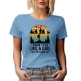 thumbnail image 1 of I Know I Hike Like a Girl, Try to Keep Up, Retro Hiker or Hiking Enthusiast, Baby Blue T-Shirt, Medium, 1 of 5