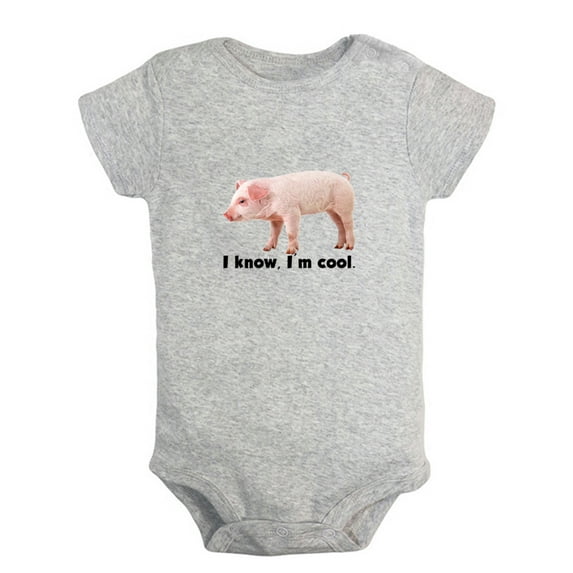 I Know I'm Cool Funny Rompers For Babies, Animal Pig Pattern Jumpsuits, Newborn Baby Unisex Bodysuits, Infant Jumpsuits, Toddler 0-24 Months Kids One-Piece Oufits