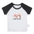 thumbnail image 1 of I Know I'm Cool Funny T shirt For Baby, Newborn Babies Animal Pig T-shirts, Infant Tops, 0-24M Kids Graphic Tees Clothing (Short Black Raglan T-shirt, 0-6 Months), 1 of 4