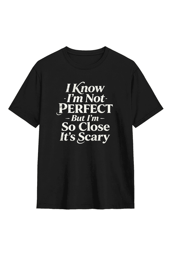 I Know I'm Not Perfect But I'm So Close It's Scary Vintage Graphic Tee For Men And Women, Funny Cotton Short Sleeves T-Shirt