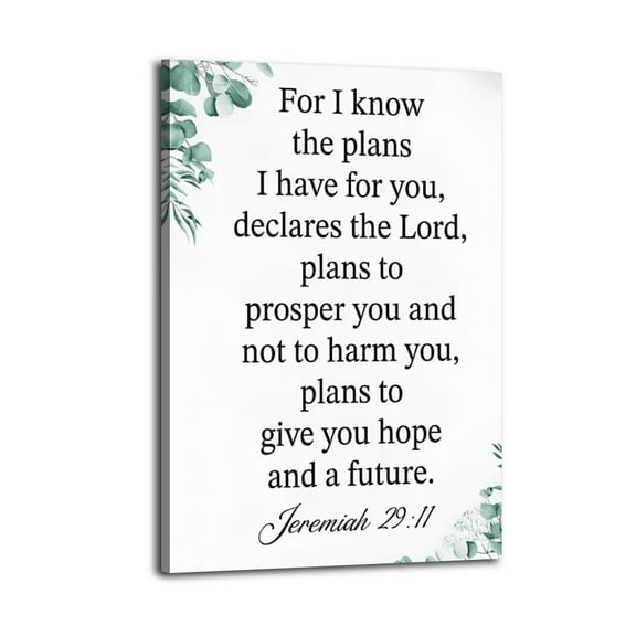 For I Know The Plans I Have for You Jeremiah 29 11 Inspirational Decor(1) Poster Wrapped Wooden Frame Wall Decor,Canvas Wall Art for Living Room,Bedroom,Office,Ready to Hang