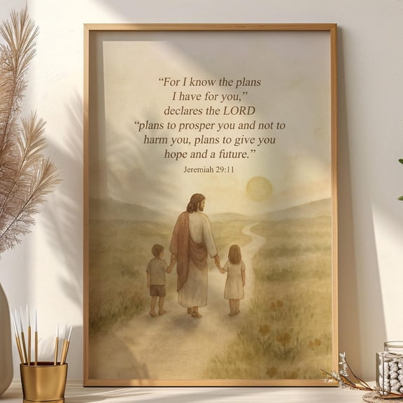 For I Know The Plans Wall Art, Jeremiah 29:11 Print, Bible Verse Hope and A Future Wall Decor, Scripture Art Poster, Christian Home Decor Unframed Paper Print
