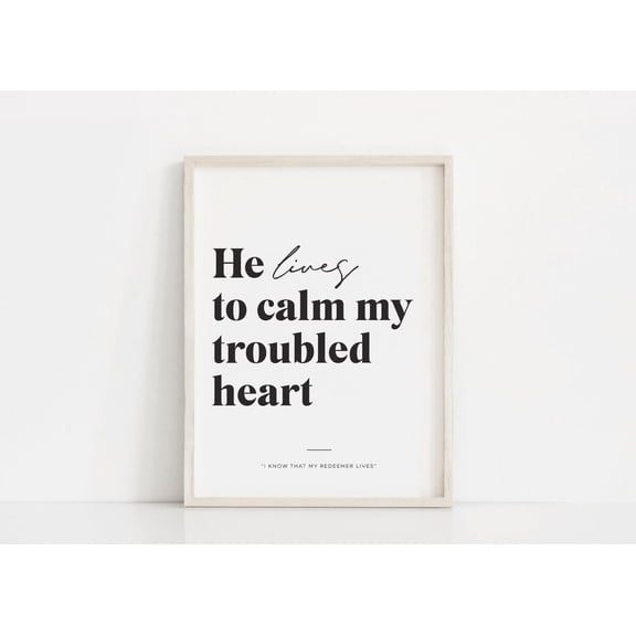 I Know That My Redeemer Lives Hymn Quote LDS Mormon Christian Wall Art Decor, Unframed Paper Poster 8x10in