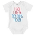 thumbnail image 1 of I Know Them Thighs Though Chubby Romper Boys or Girls Infant Baby Brisco Brands NB, 1 of 6