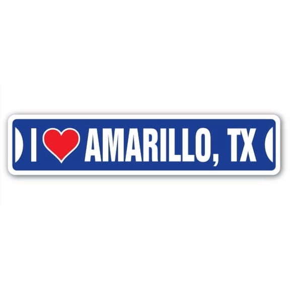 I LOVE AMARILLO TEXAS Street Sign tx city state us wall road décor gift