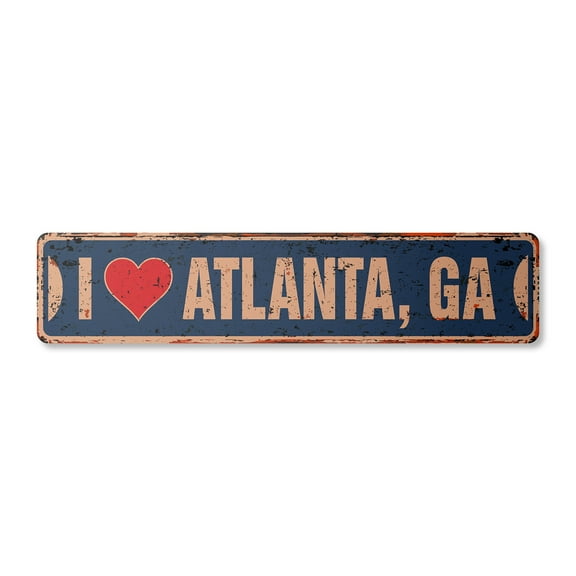 I LOVE ATLANTA GEORGIA Vintage Plastic Street Sign ga city state us wall road décor gift | Indoor/Outdoor | 18" Wide