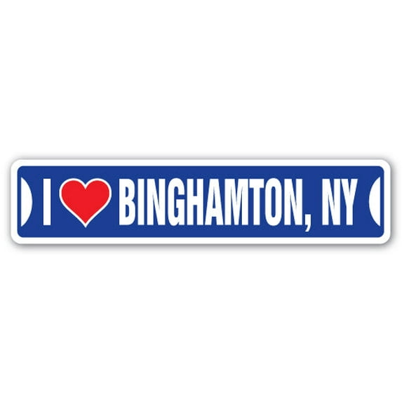 I LOVE BINGHAMTON NEW YORK Street Sign ny city state us wall road décor gift