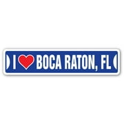 I LOVE BOCA RATON FLORIDA Street Sign fl city state us wall road décor gift