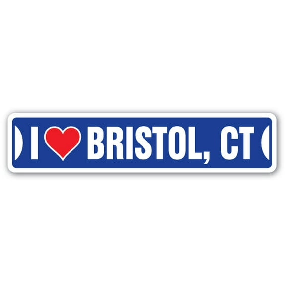 I LOVE BRISTOL CONNECTICUT Street Sign ct city state us wall road décor gift
