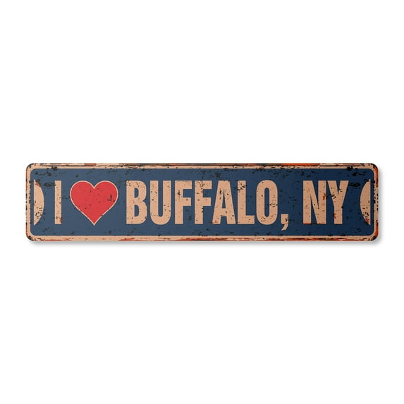 I LOVE BUFFALO NEW YORK Vintage Plastic Street Sign ny city state us wall road décor gift | Indoor/Outdoor | 24" Wide