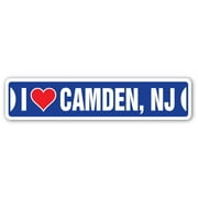 I LOVE CAMDEN NEW JERSEY Street Sign nj city state us wall road décor gift