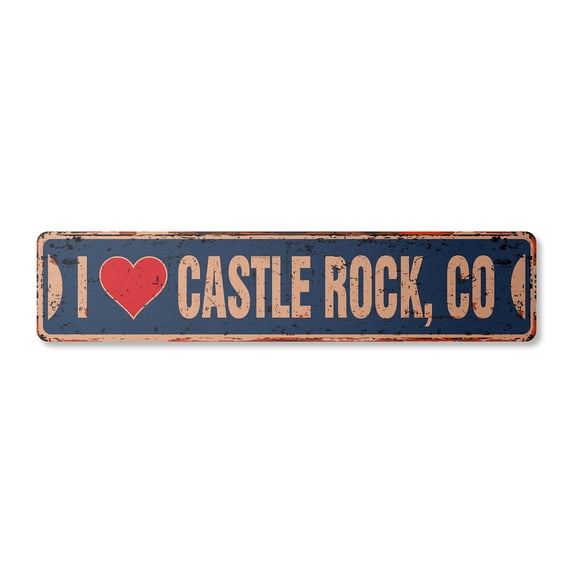I LOVE CASTLE ROCK COLORADO Vintage Plastic Street Sign co city state us wall road décor gift | Indoor/Outdoor | 18" Wide