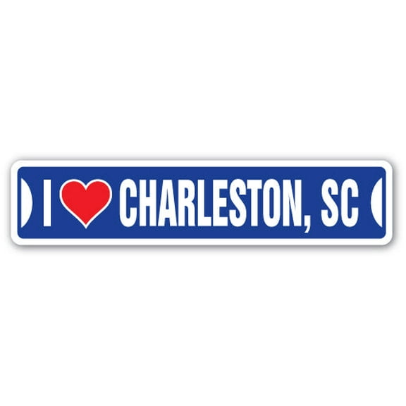 I LOVE CHARLESTON SOUTH CAROLINA Street Sign sc city state us wall road décor gift