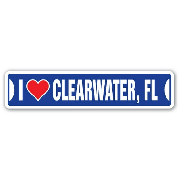 I LOVE CLEARWATER FLORIDA Street Sign fl city state us wall road décor gift