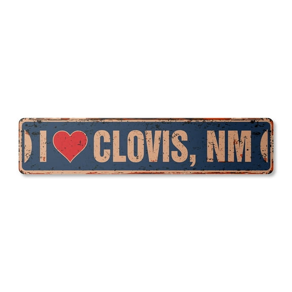 I LOVE CLOVIS NEW MEXICO Vintage Plastic Street Sign nm city state us wall road décor gift | Indoor/Outdoor | 24" Wide