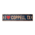 thumbnail image 1 of I LOVE COPPELL TEXAS Vintage Plastic Street Sign tx city state us wall road décor gift | Indoor/Outdoor | 18" Wide, 1 of 4
