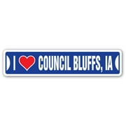 I LOVE COUNCIL BLUFFS IOWA Street Sign ia city state us wall road décor gift